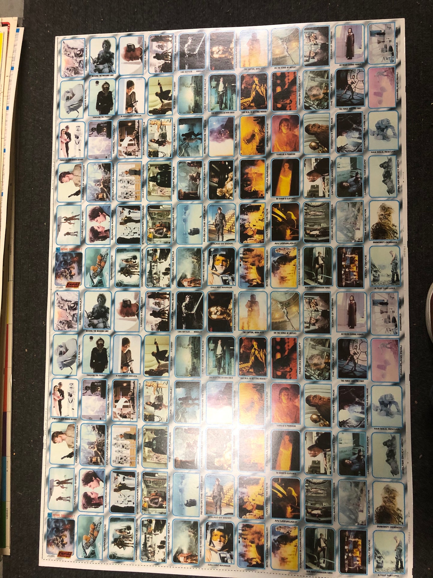 Star Wars Empire Strikes Back series 2 rare uncut cards sheet 1981