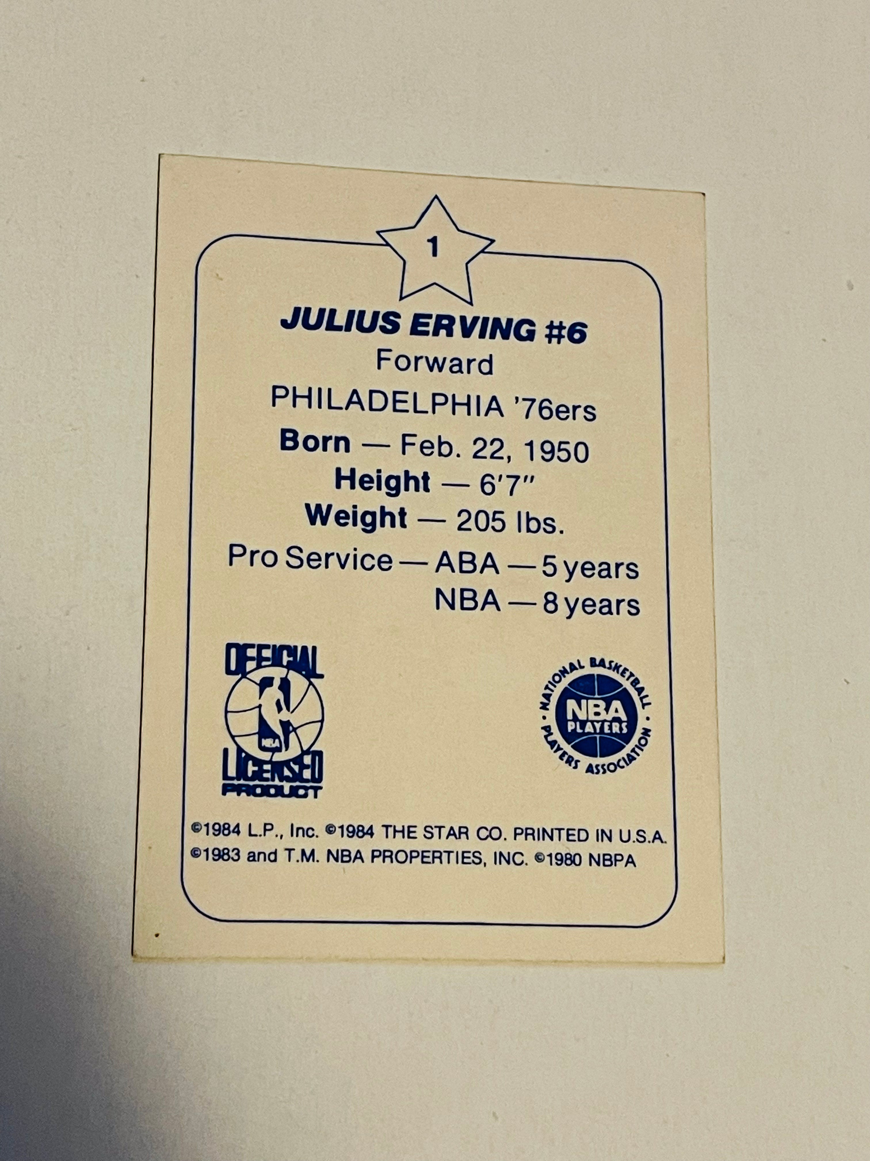 Julius Erving Star basketball card 1984