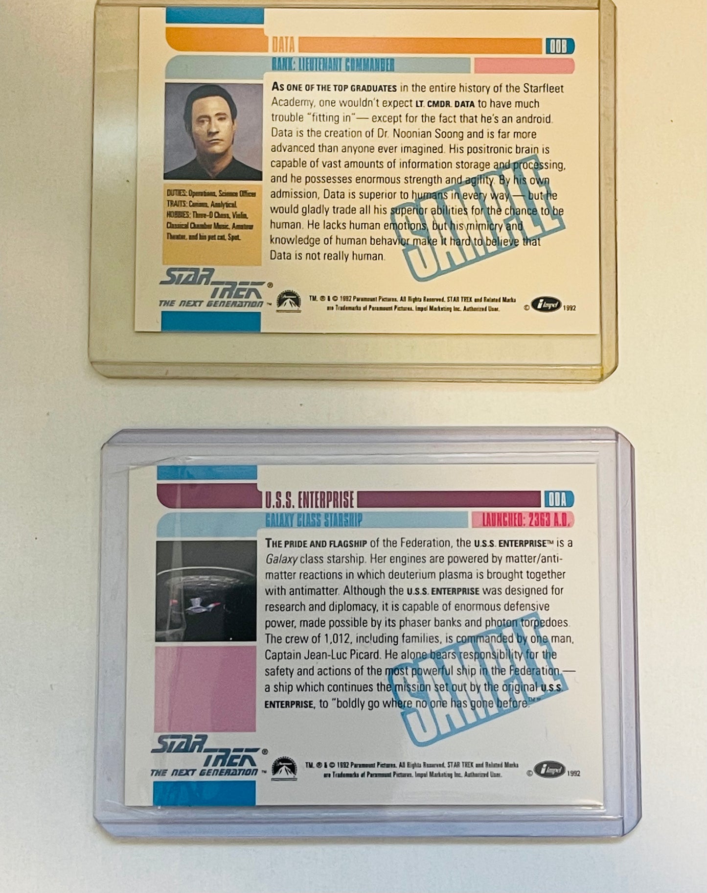 Star Trek Next Generation two sample promo cards 1992