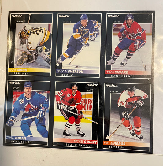 1993 Score Pinnacle hockey uncut cards sheet 1993