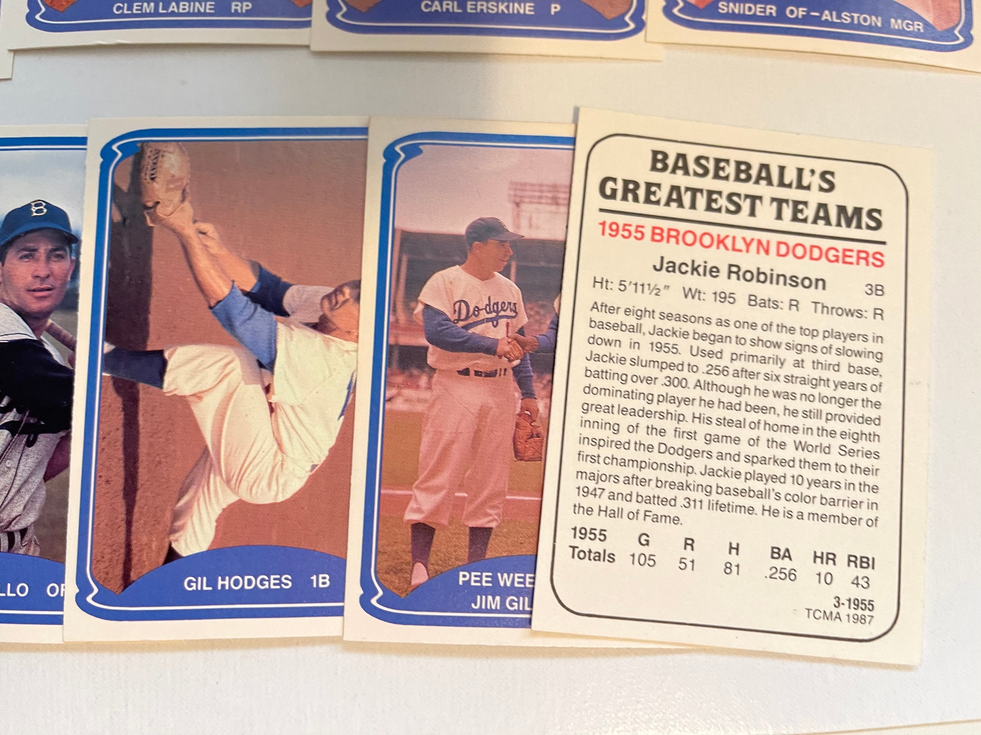 1955 Brooklyn Dodgers baseball card team set TCMA 1987