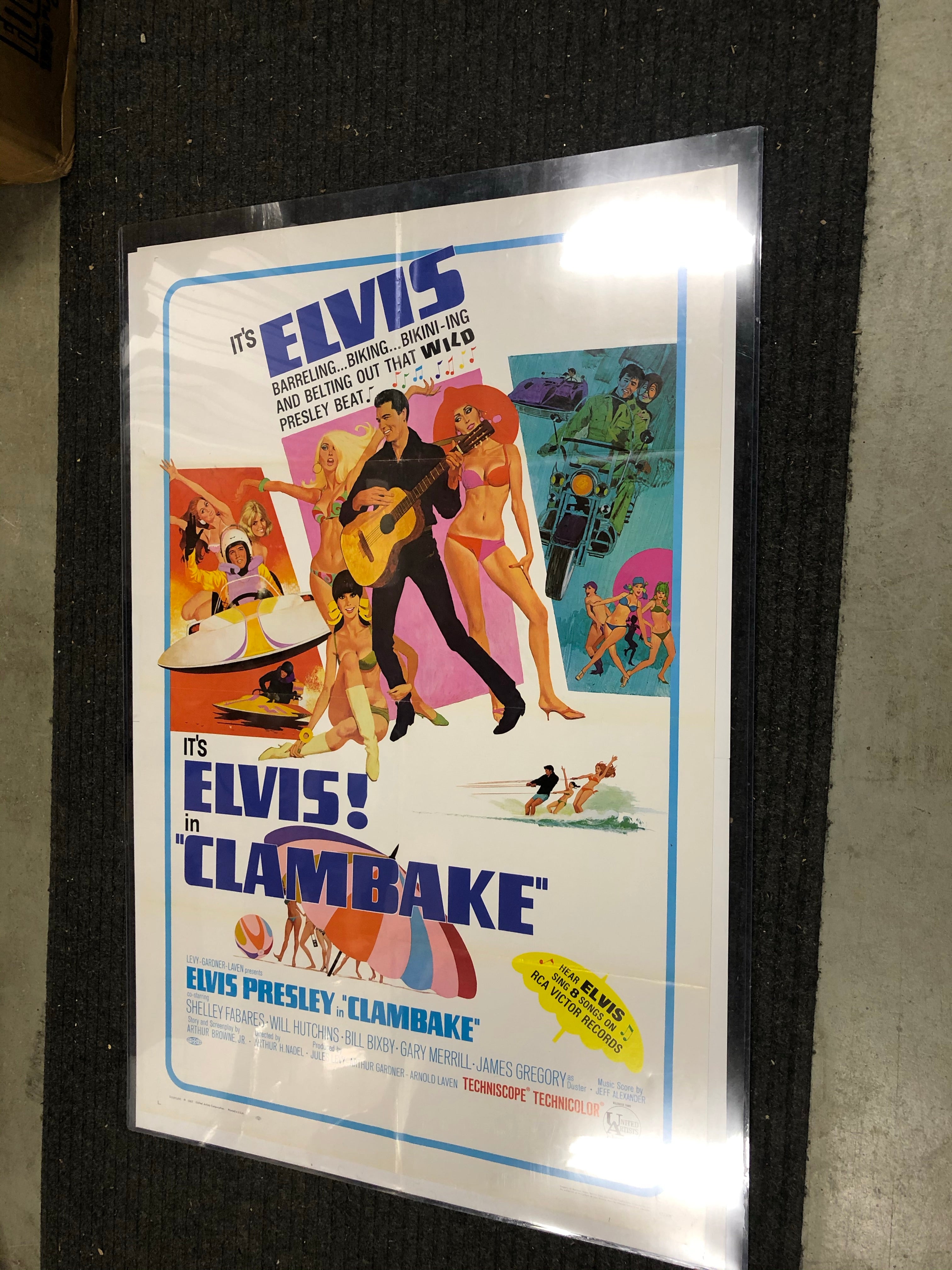 Elvis Clambake rare original movie poster in holder 1967