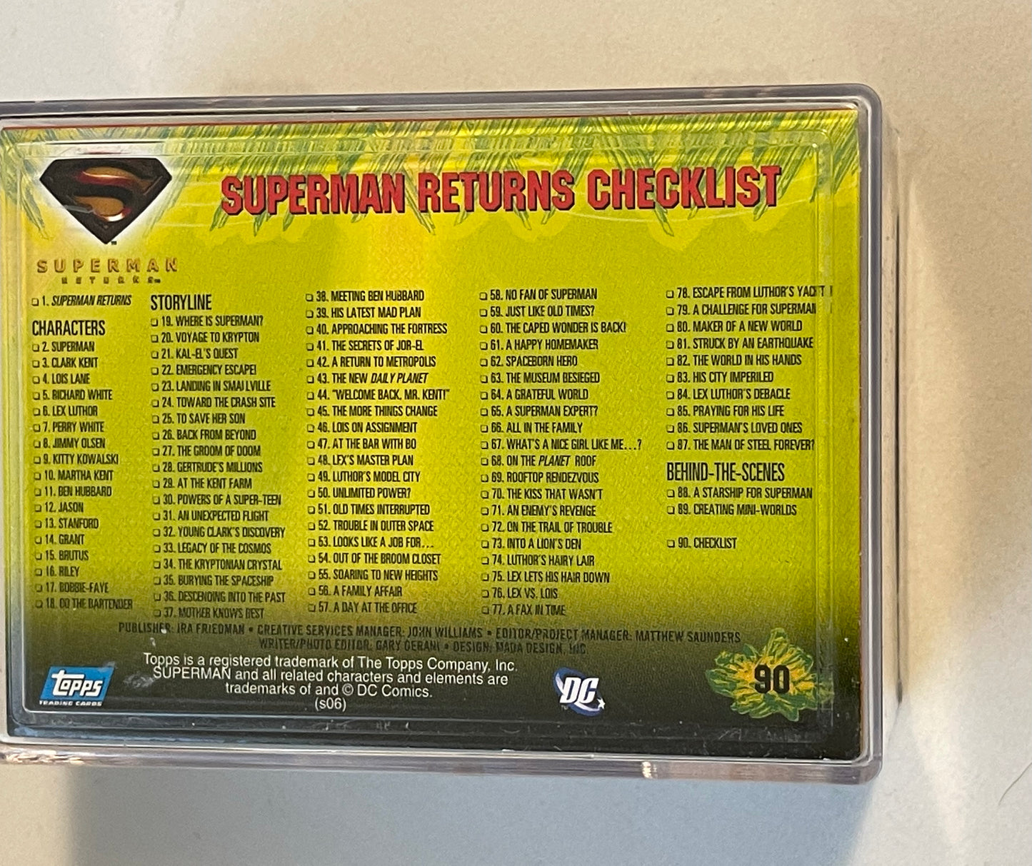 Superman Returns movie cards set 2006