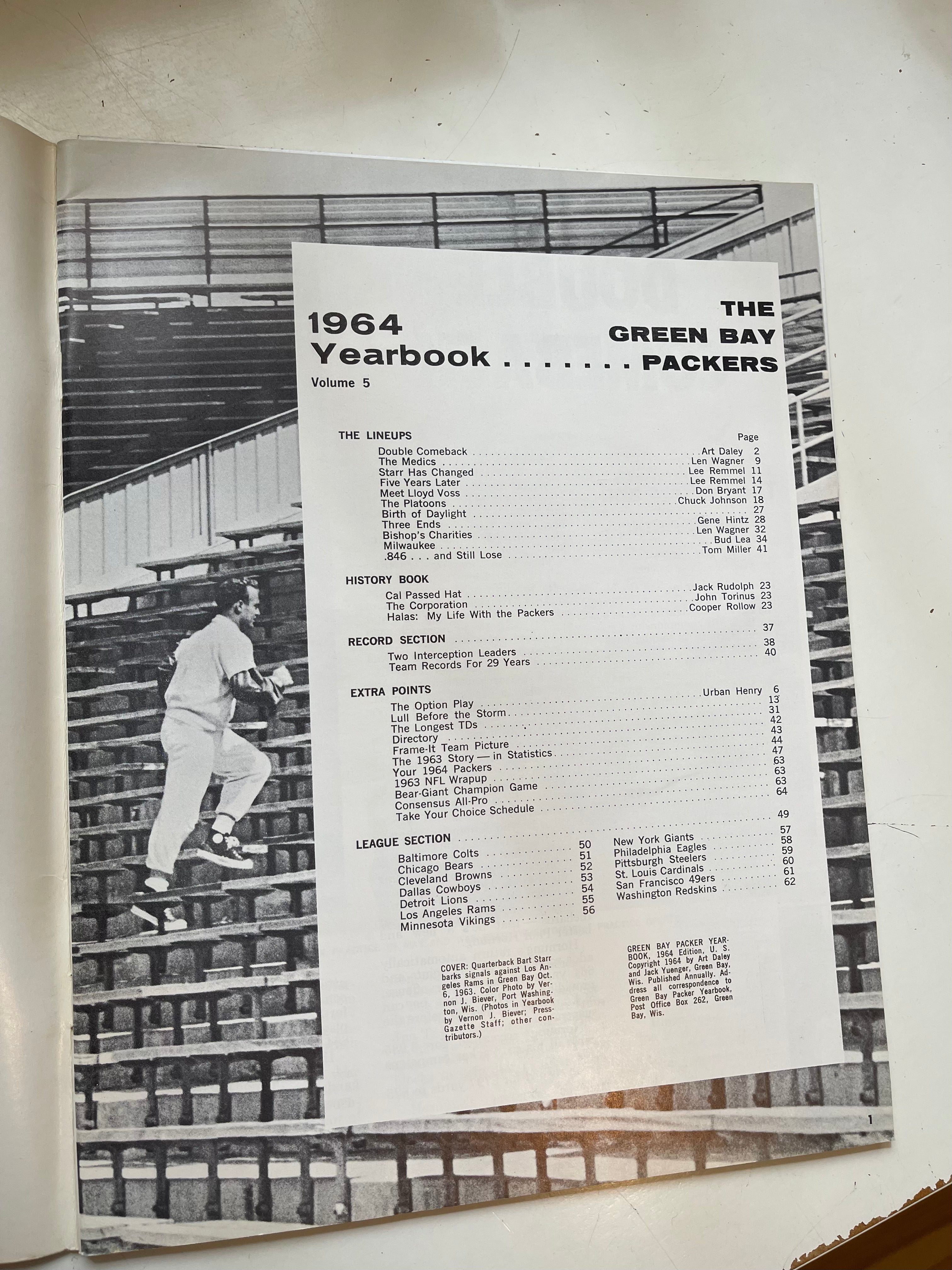 1964 Green Bay Packers rare football yearbook