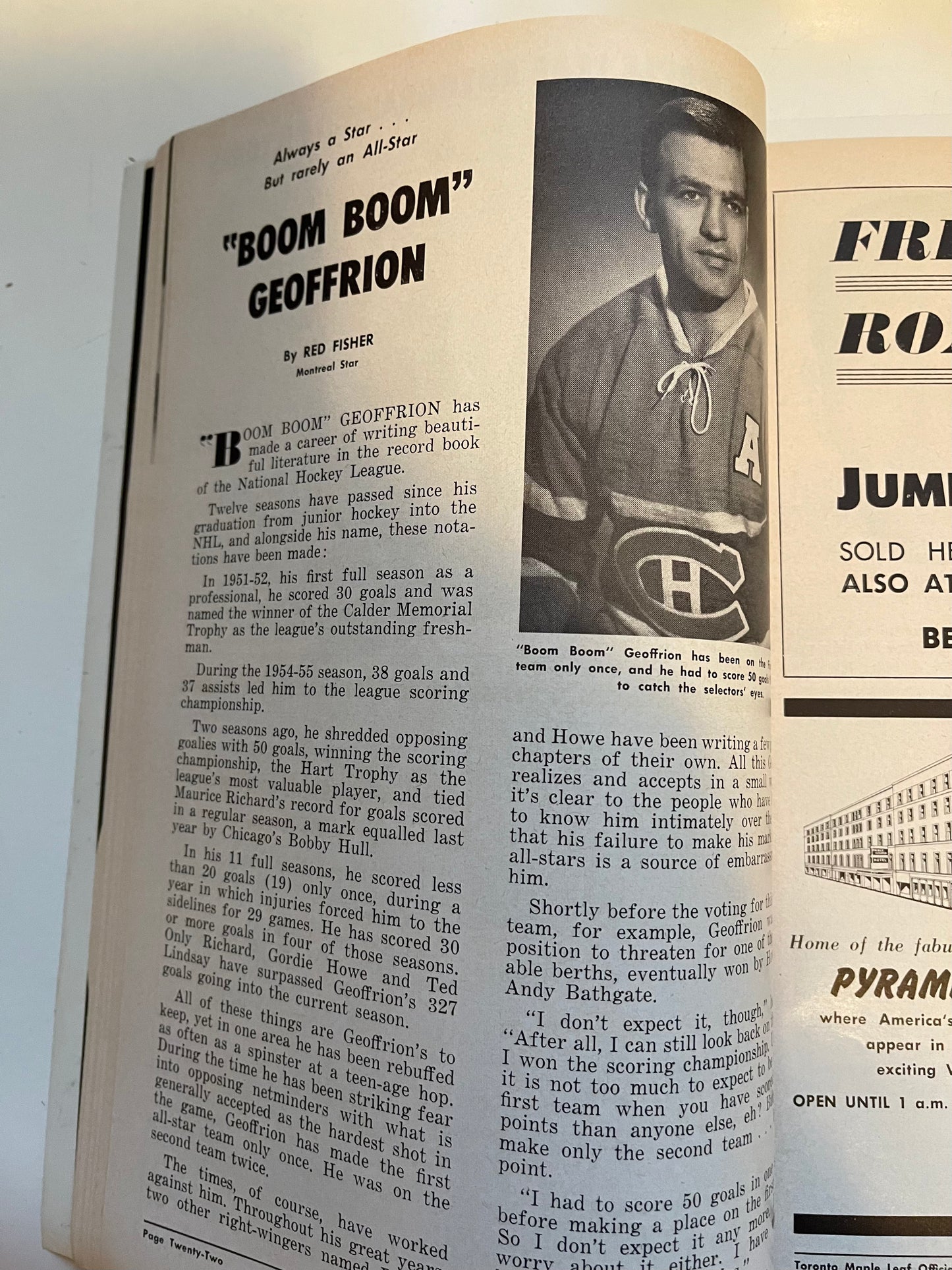 Maple Leaf Gardens original game program Leafs vs Canadiens 1963